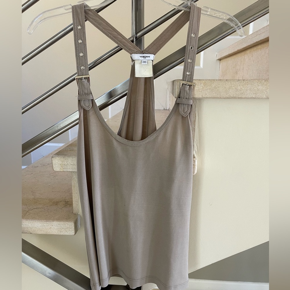 Vintage Vertigo Taupe open back Women's Top